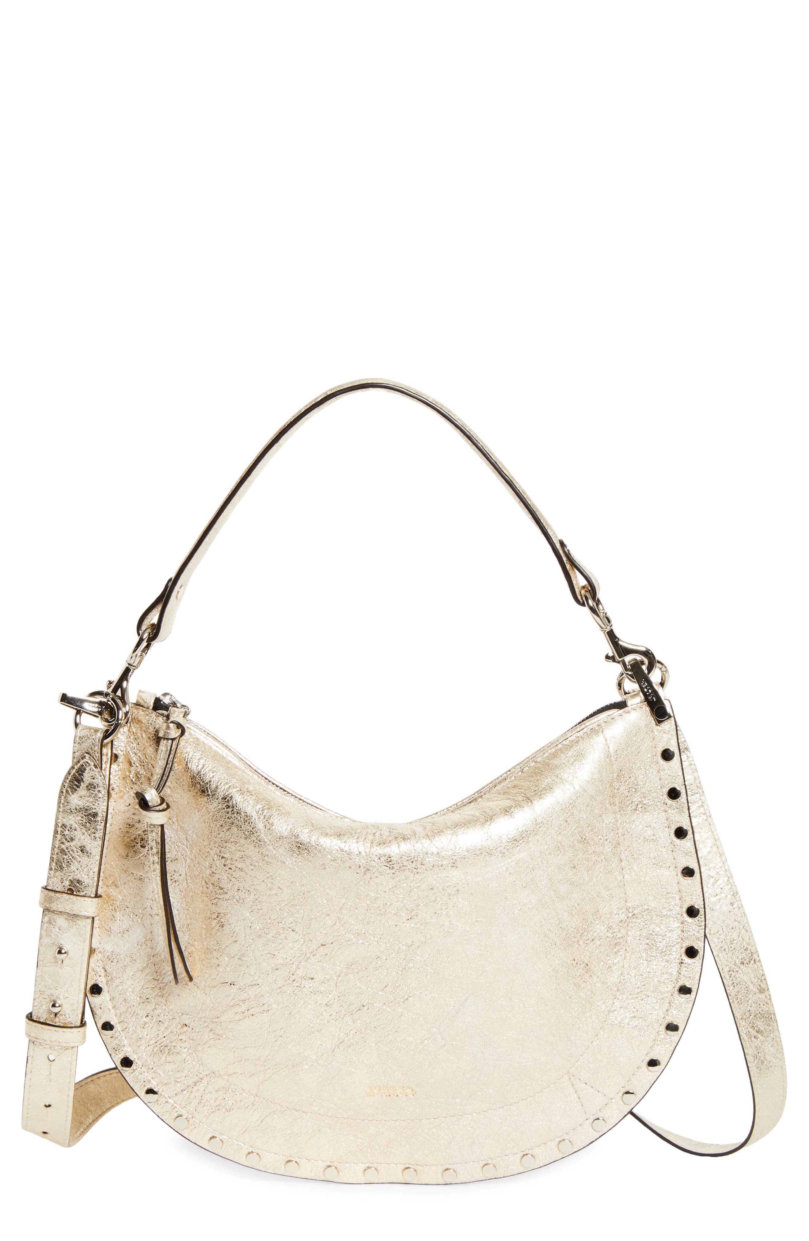 Oskan Soft Zip Leather Shoulder Bag, Main, color, LIGHT GOLD