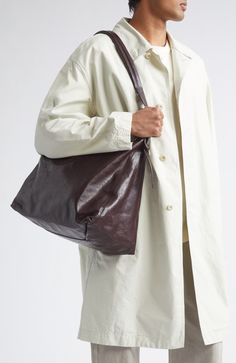 Lemaire Belted Leather Hobo Bag, Alternate, color, Chianti