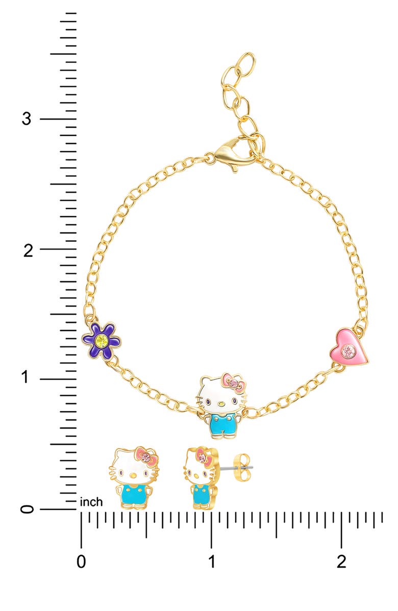 Jacmel Hello Kitty<sup>®</sup> Cubic Zirconia & Enamel Charm Bracelet & Stud Earrings Set, Alternate, color, 