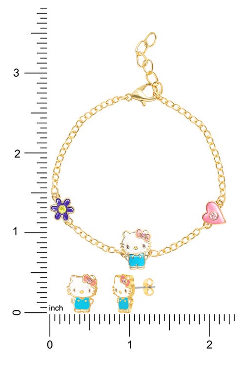 JACMEL JACMEL HELLO KITTY® CUBIC ZIRCONIA & ENAMEL CHARM BRACELET & STUD EARRINGS SET 