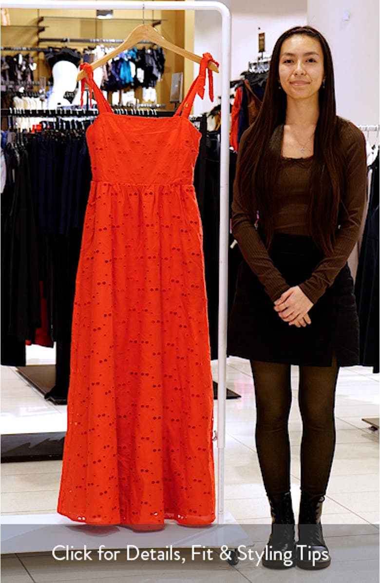 Charlotte Eyelet Tie Shoulder Midi Dress, sales video thumbnail