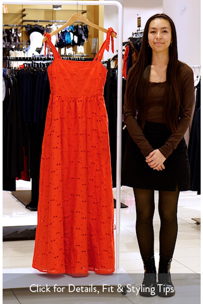 Eyelet Tie Shoulder Midi Dress video