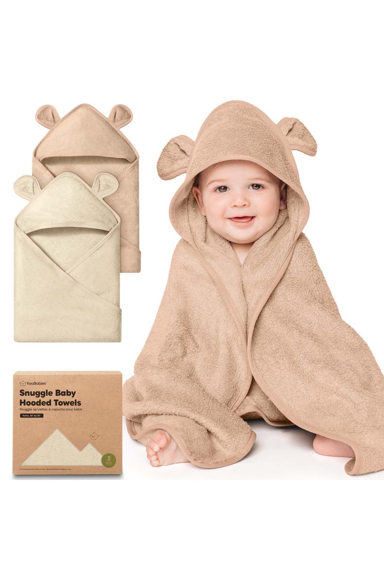 2-Pack Snuggle Hooded Towels, Main, color, Almond