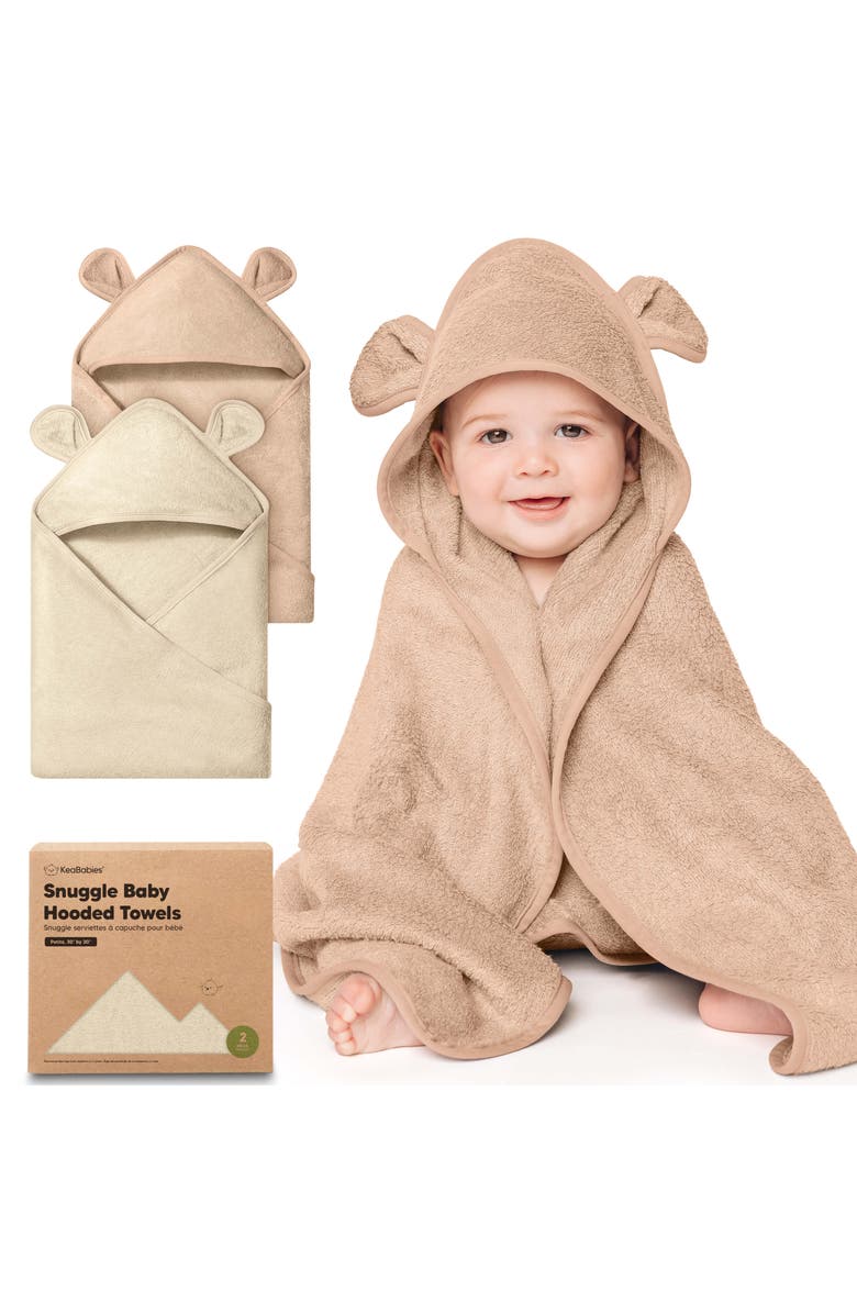 KeaBabies 2-Pack Snuggle Hooded Towels, Main, color, Almond