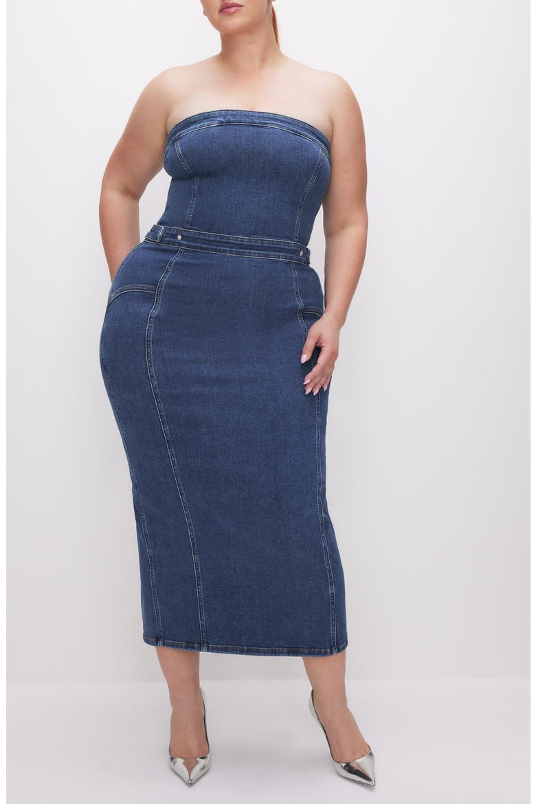 Denim Tube Midi Dress, Alternate, color, INDIGO594