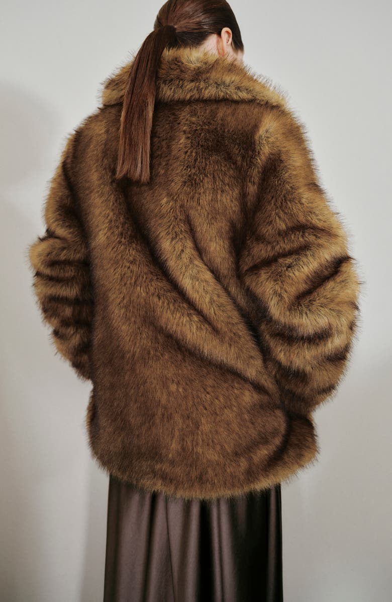 MANGO Faux Fur Coat, Alternate, color, Beige