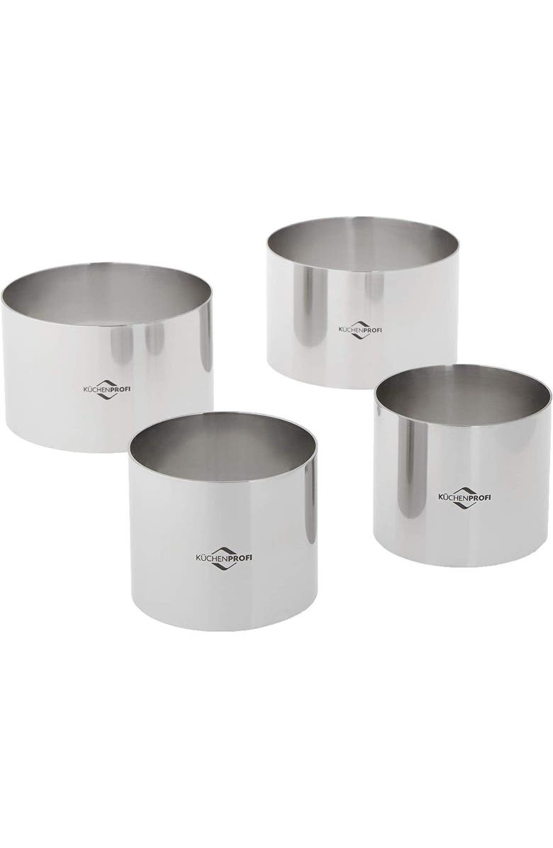 Kuchenprofi Cooking Ring Molds, 4 Piece Set, 2.5-Inch & 3-Inch, Stainless, Main, color, Silver