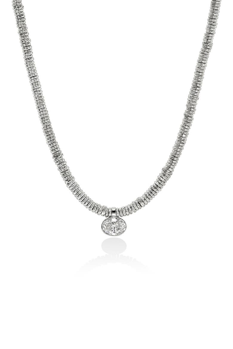 JH Lovestruck™ Heishi Pendant Necklace, Sterling Silver, Lab-Grown Diamond, 2.0TCW, Main, color, SILVER