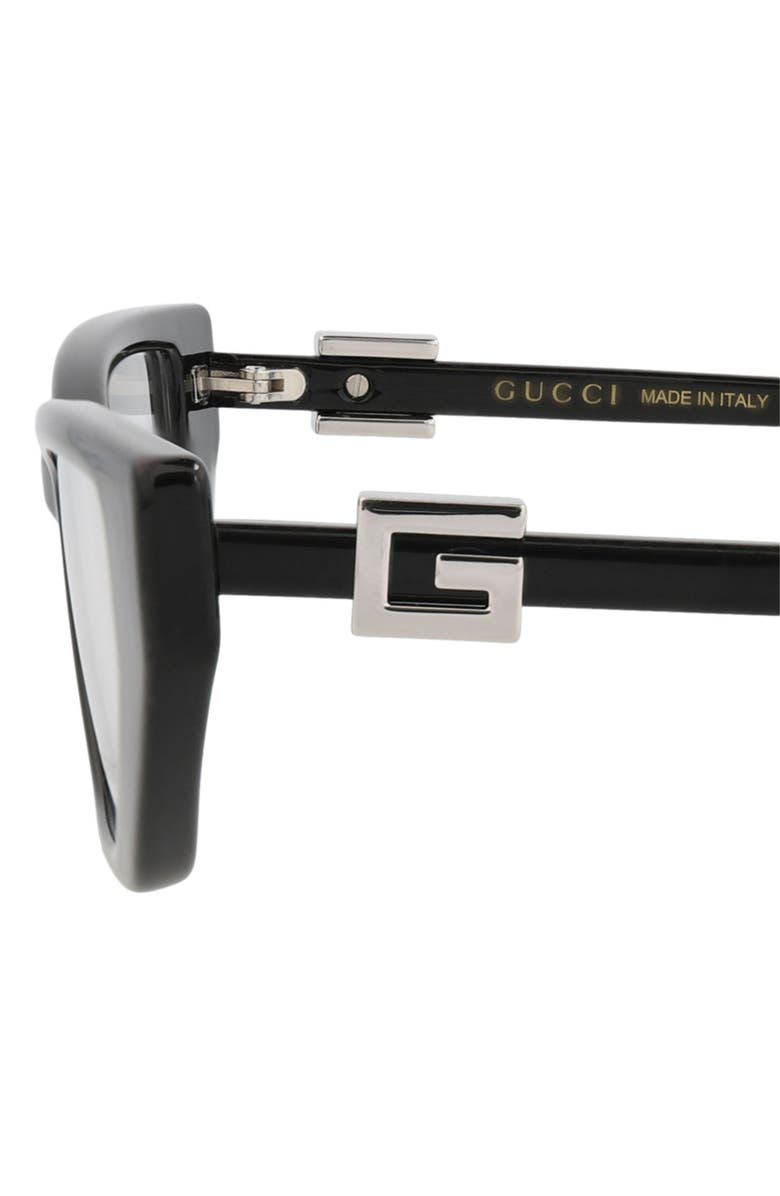 Gucci 53mm Cat Eye Optical Glasses, Alternate, color, Black Black Transparent
