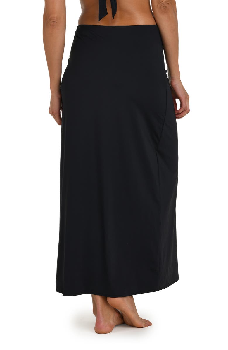 La Blanca Island Goddess Side Slit Cover-Up Skirt, Alternate, color, Black