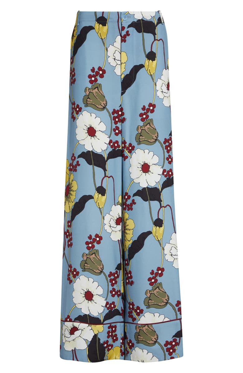 Marni Melodia Floral Satin Pajama Pants, Alternate, color, Mfb31sky