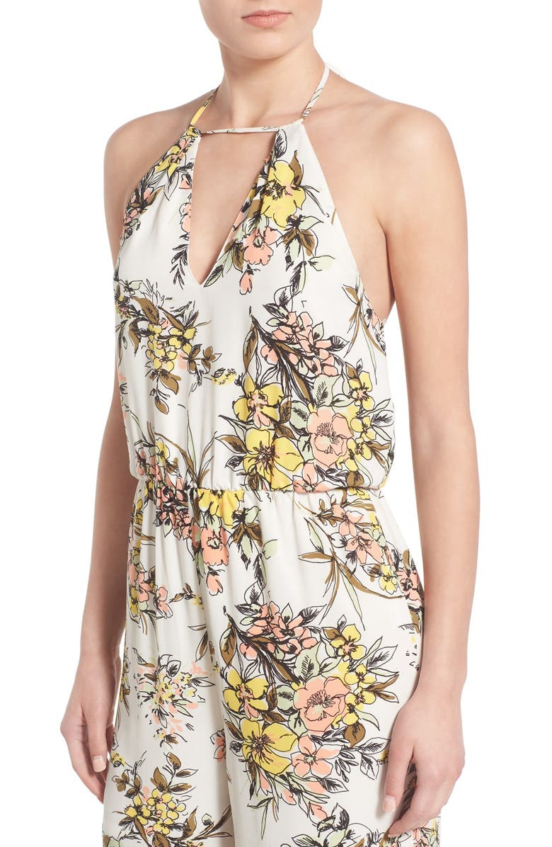 Leith Floral Print Halter Jumpsuit, Alternate, color, 