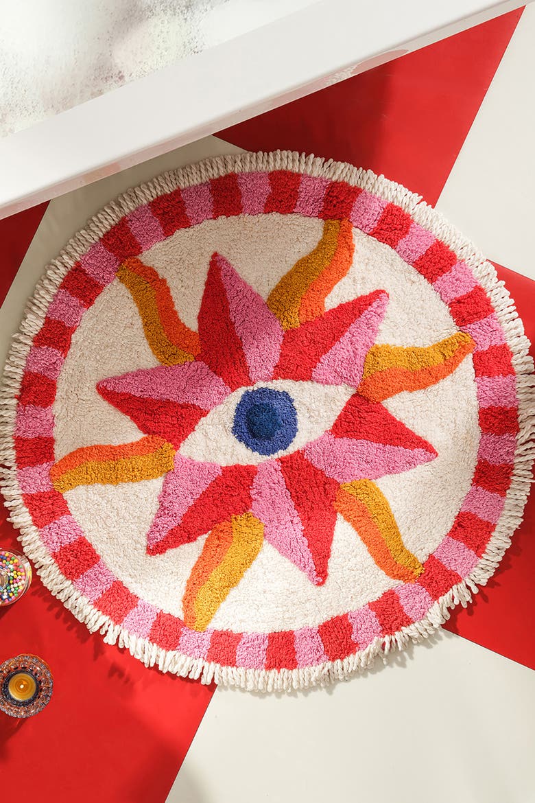 Punjab 100% Cotton Bath Mat 28 In Eye, Alternate, color, Pink