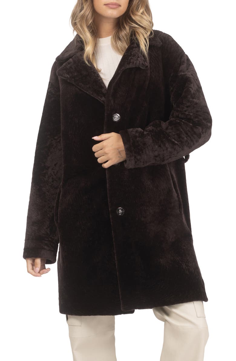 GORSKI Reversible Textured Genuine Shearling Stroller, Belt, Main, color, Brown/Brown