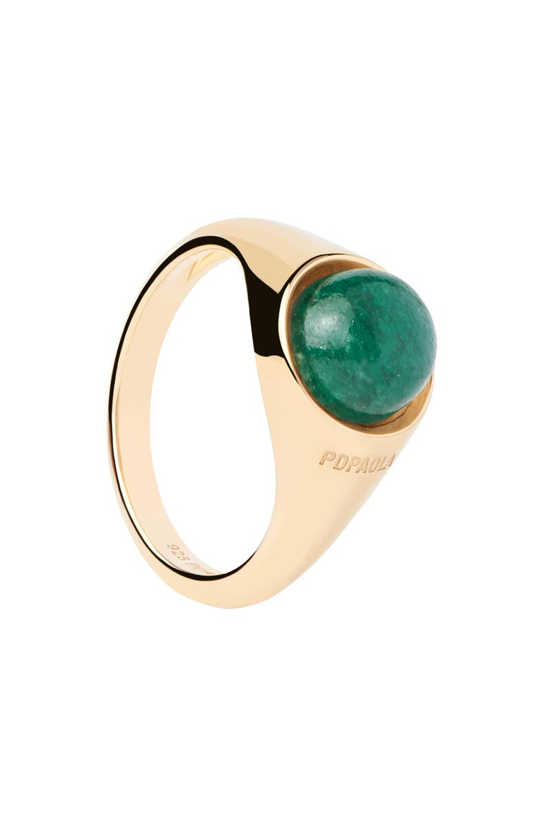 PDPAOLA Aventurine Moon Ring, Main, color, Green Aventurine