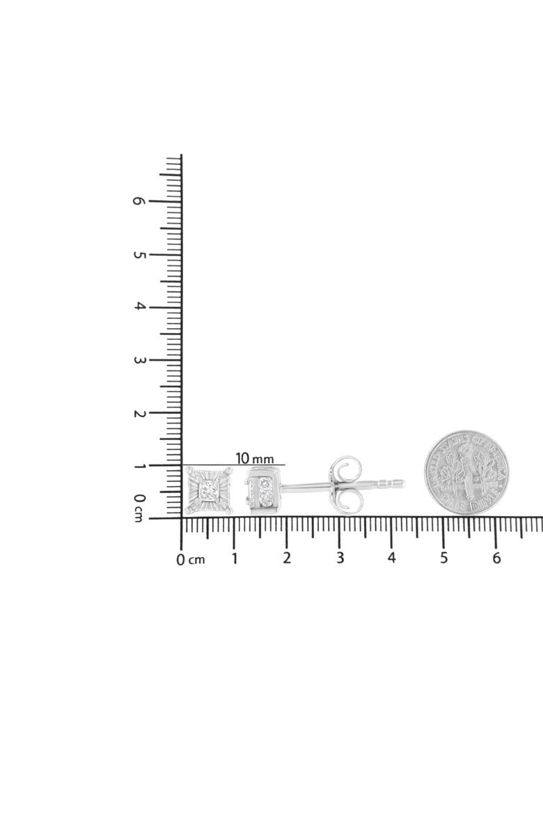 Haus of Brilliance Silver 1/4 Ct Miracle Princess Solitaire Stud Earrings with Hidden Halo, Alternate, color, White