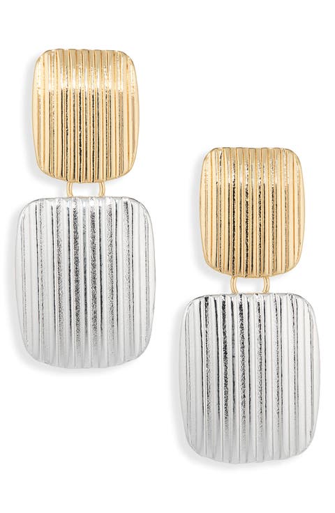Two-Tone Statement Drop Earrings