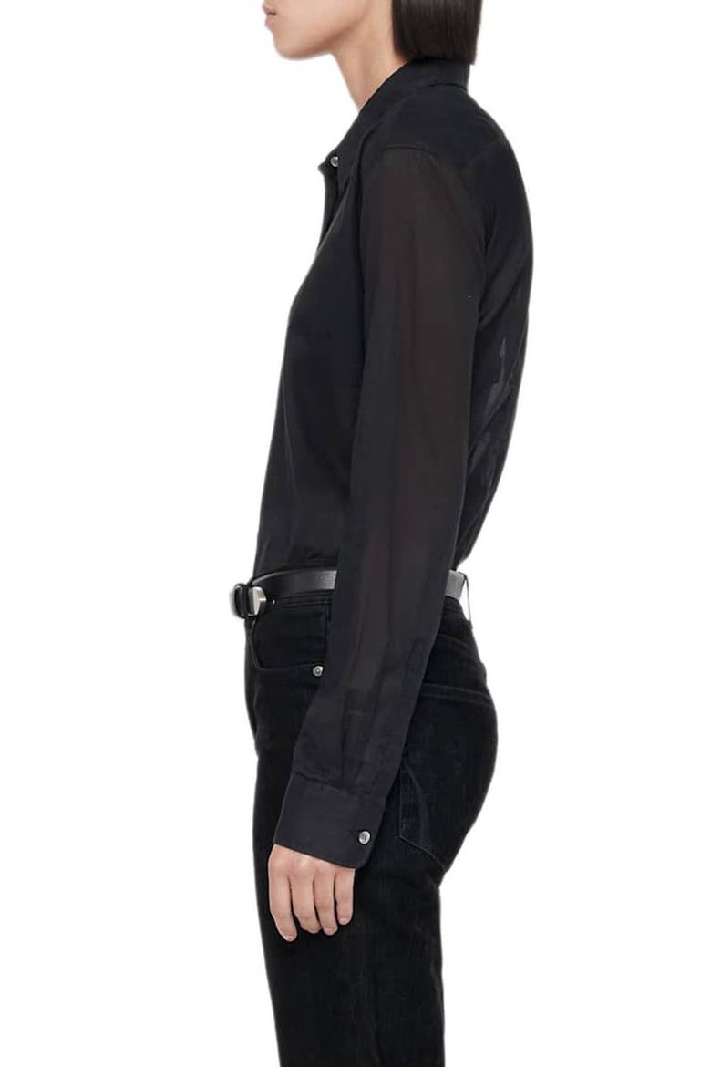 Simone Point Collar Shirt, Alternate, color, BLACK