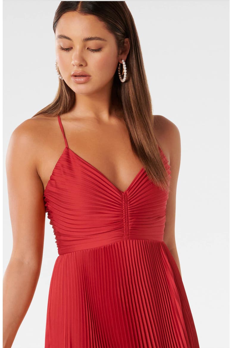 Geri Pleated Tie Back Maxi Dress, Alternate, color, RED
