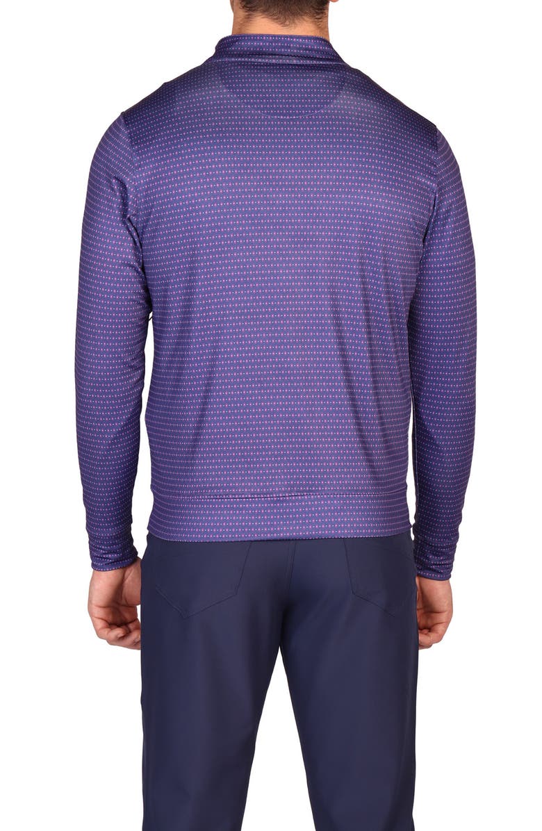 TailorByrd Dot & Diamond Print Long Sleeve Performance Quarter Zip Polo, Alternate, color, Navy