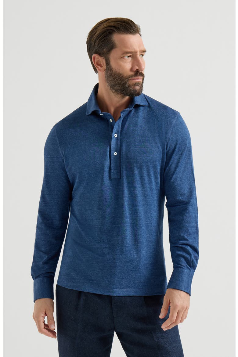 Jersey polo shirt, Main, color, Denim