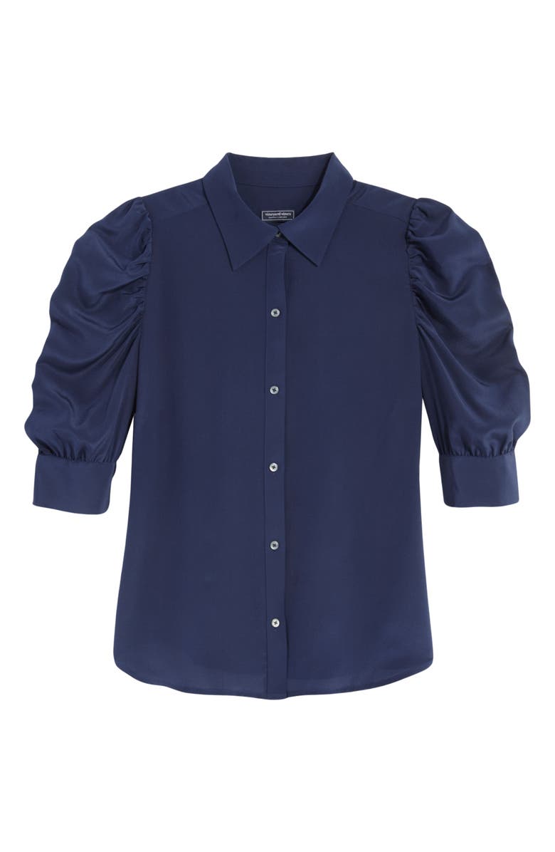 vineyard vines Puff Sleeve Silk Crêpe de Chine Button-Up Shirt, Alternate, color, 