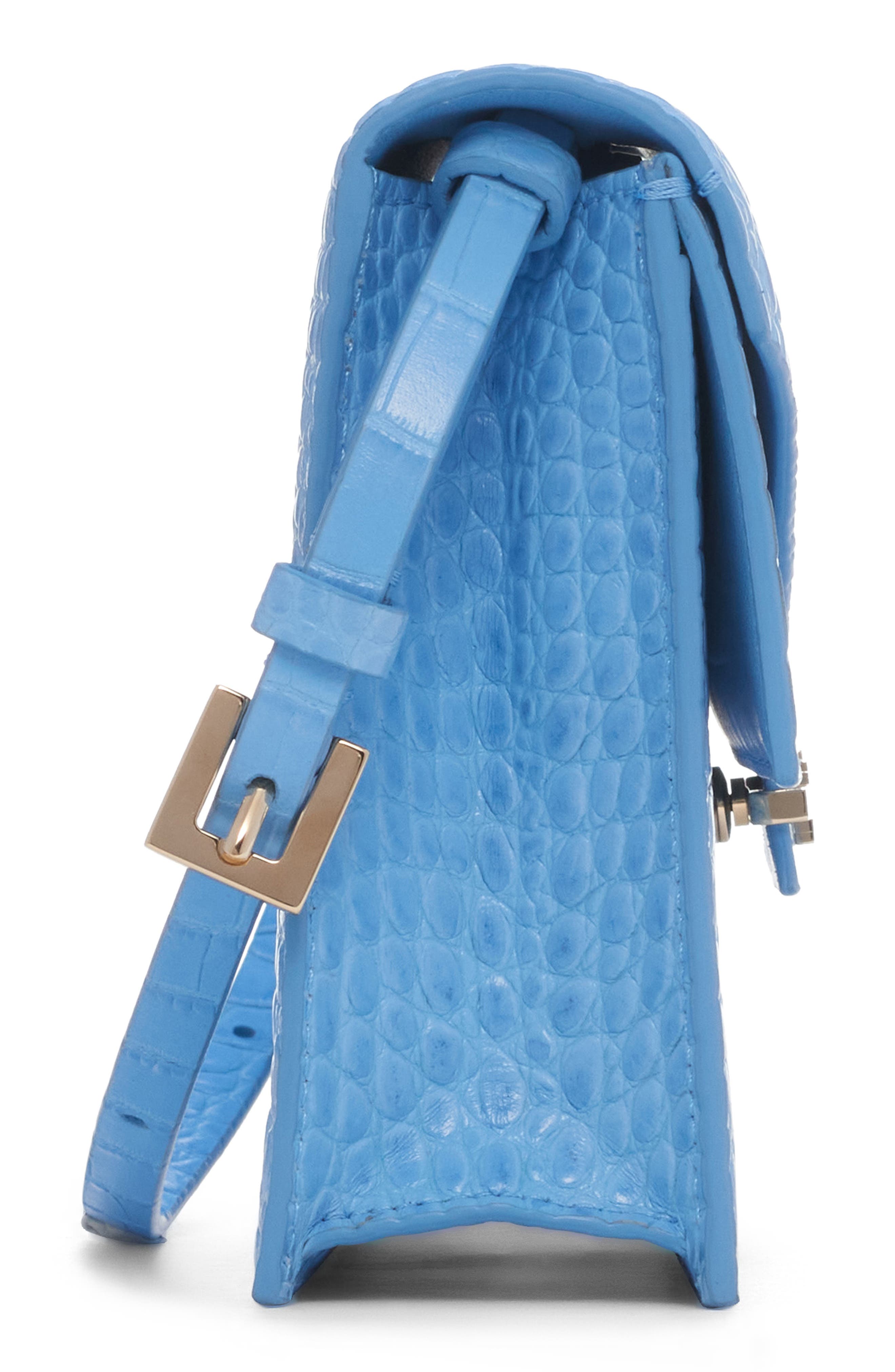 Mini Aube Croc Embossed Leather Shoulder Bag, Alternate, color, LICHEN BLUE