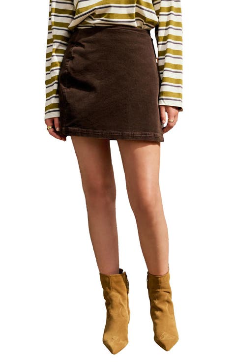 Corduroy Faux Wrap Miniskirt