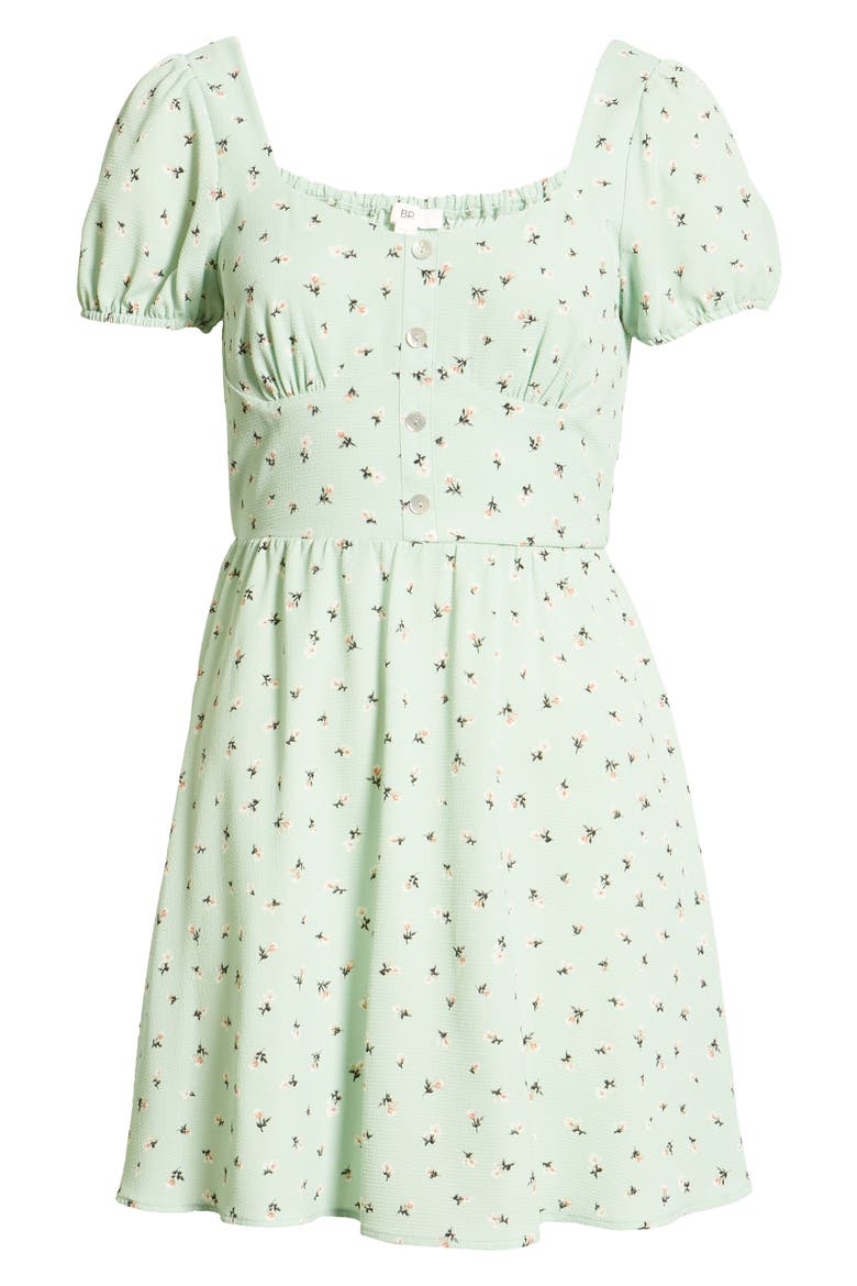 Sweetheart Floral Minidress, Alternate, color, GREEN PALE JADE MICRO DITSY