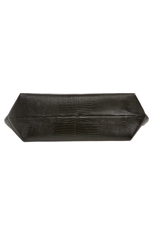 Demellier The New York Lizard Embossed Leather Shoulder Bag In Black Tones