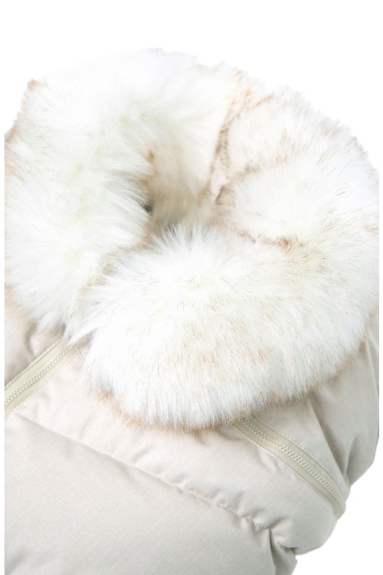 Water Repellent Faux Fur Trim Car Seat Cocoon, Alternate, color, BEIGE HEATHER WHITE FUR