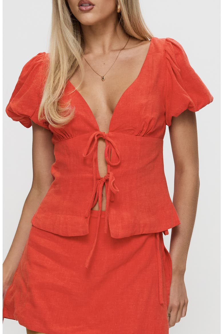 Wilhelmina Tie Front Shirt, Main, color, RED