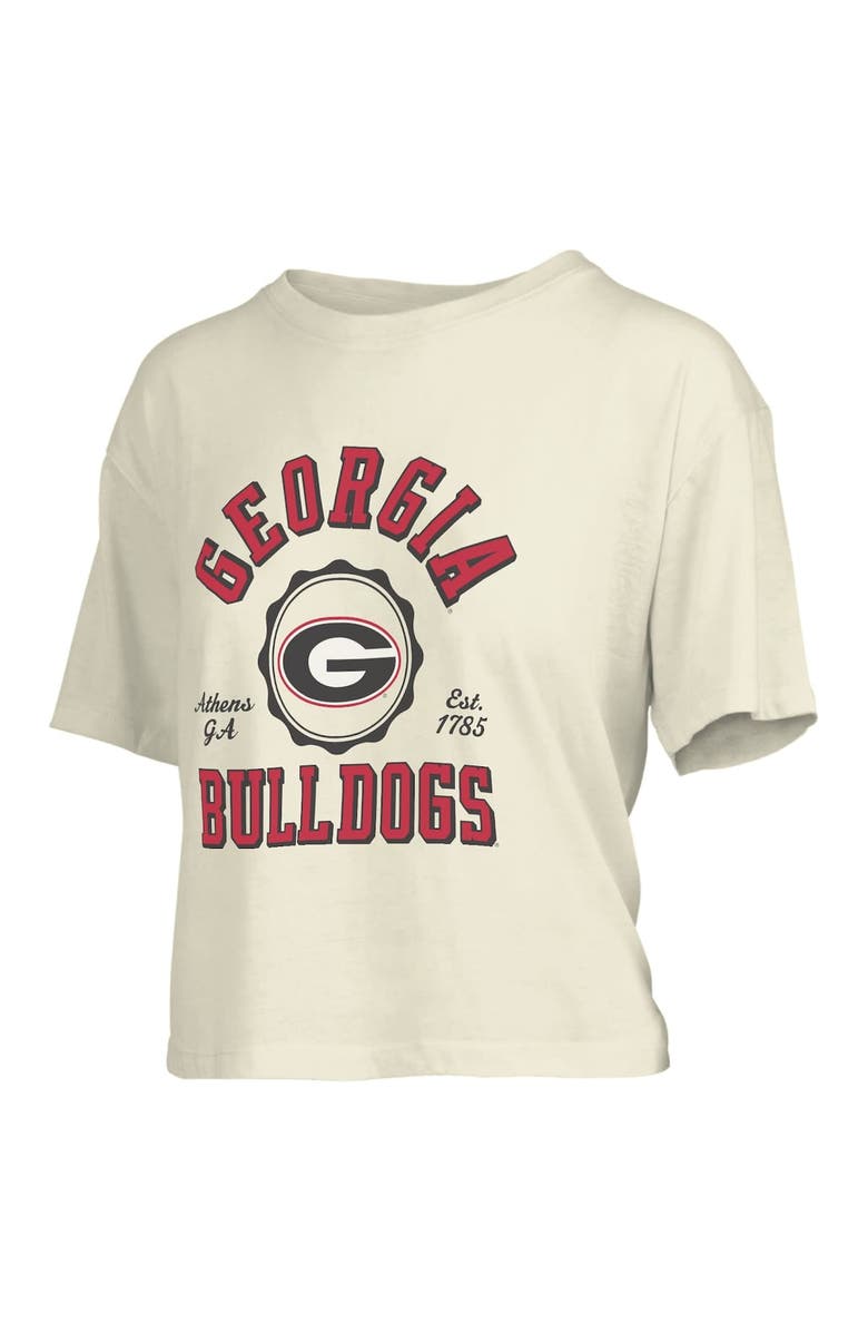 PRESSBOX Women's Pressbox Cream Georgia Bulldogs Tri-Blend Bishop Knobi Crop T-Shirt, Main, color, 