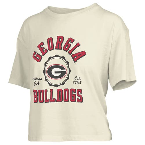 Pressbox Cream Georgia Bulldogs Tri-blend Bishop Knobi Crop T-shirt