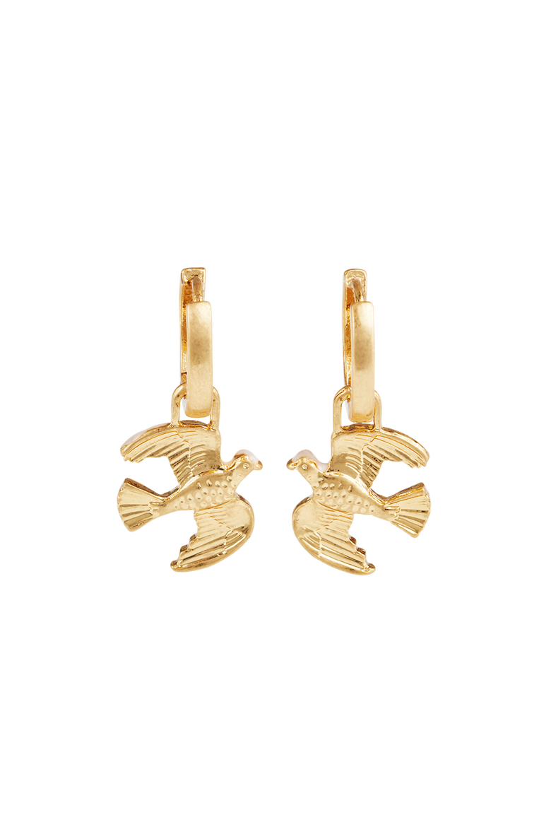 Love Dove Huggie Earrings, Alternate, color, Gold