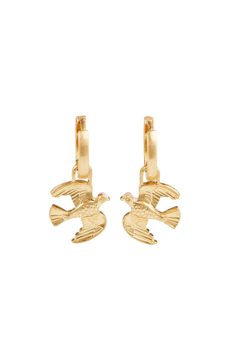 Fable England Love Dove Huggie Earrings, Alternate, color, Gold