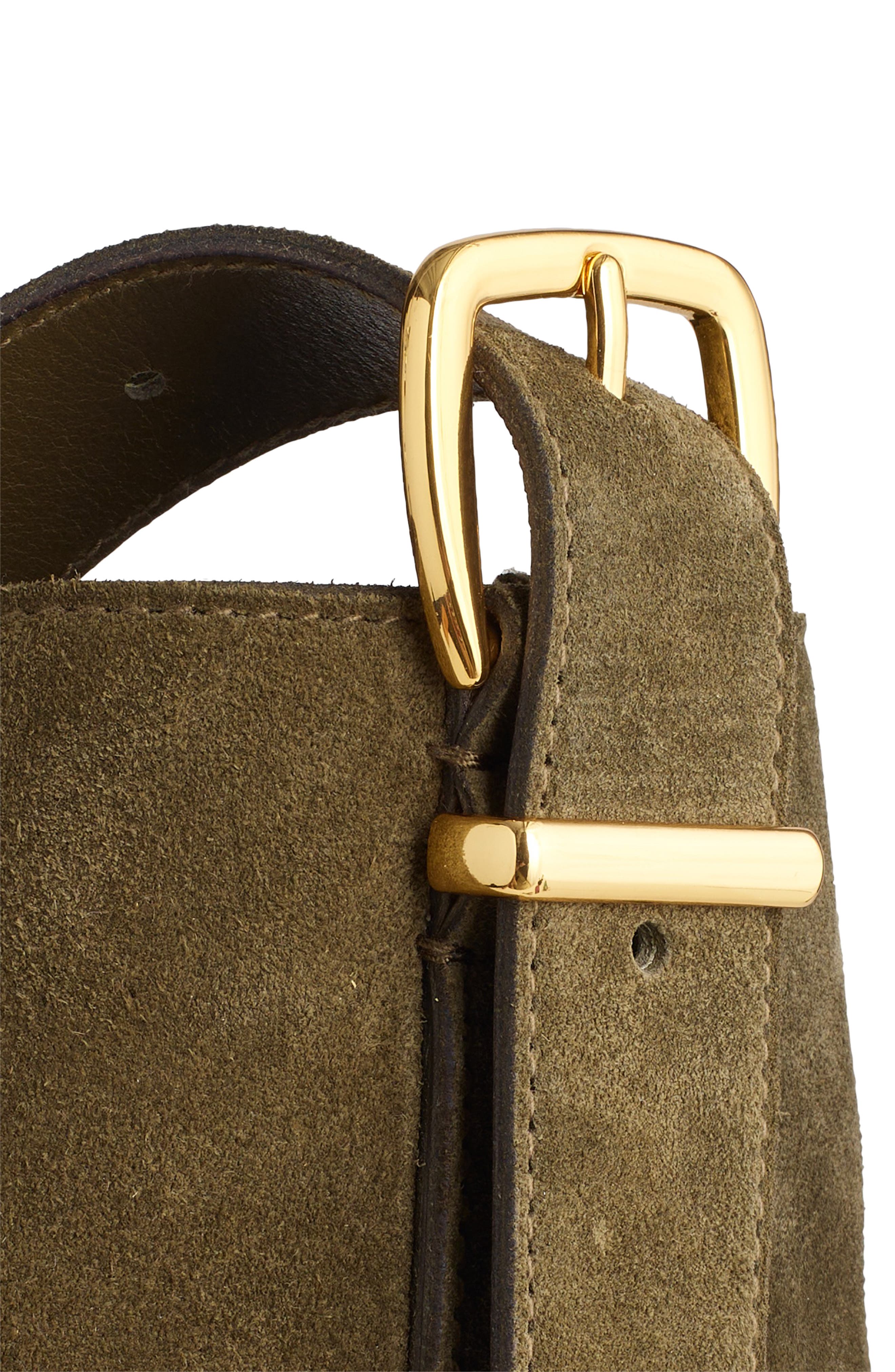 Madewell Essentials Suede Bucket Bag, Alternate, color, Shaded Olive