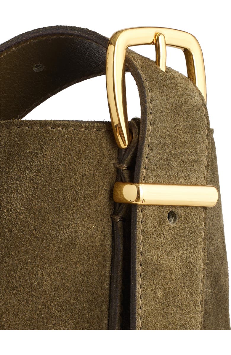 Madewell Essentials Suede Bucket Bag, Alternate, color, Shaded Olive