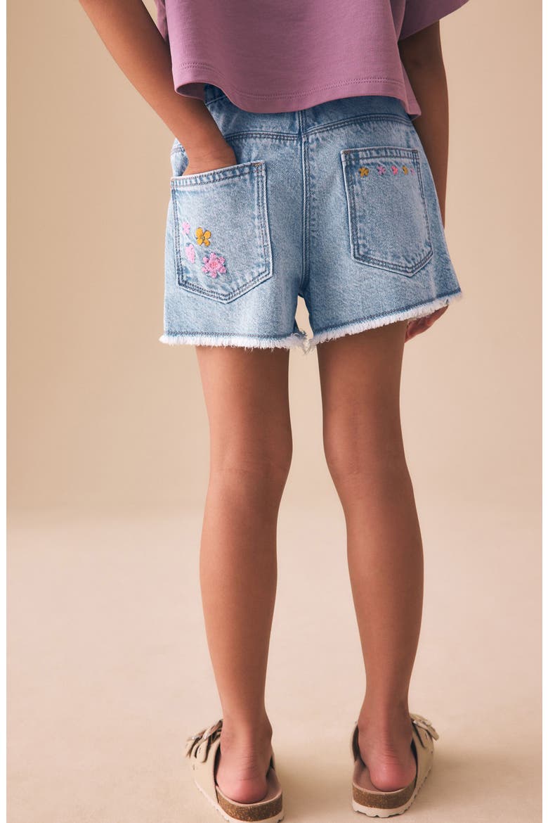 Kids' Embroidered Floral Denim Shorts, Alternate, color, BLUE