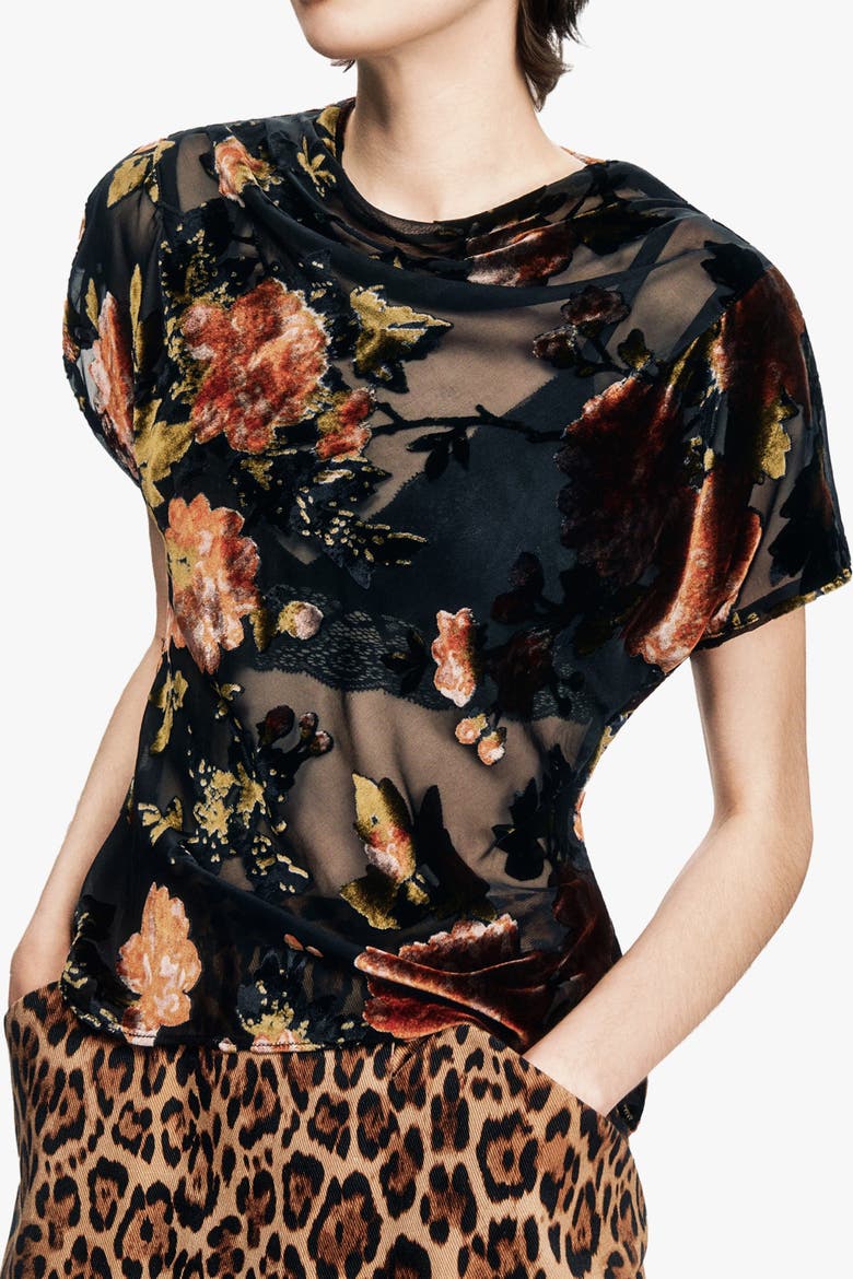 Folia Devore Top, Alternate, color, RUSSET MULTI