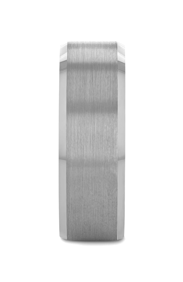 Larson Jewelers Sheffield Flat Beveled Tungsten Carbide Wedding Band Brushed Center Comfort Fit, Alternate, color, Metallic Silver 4Mm