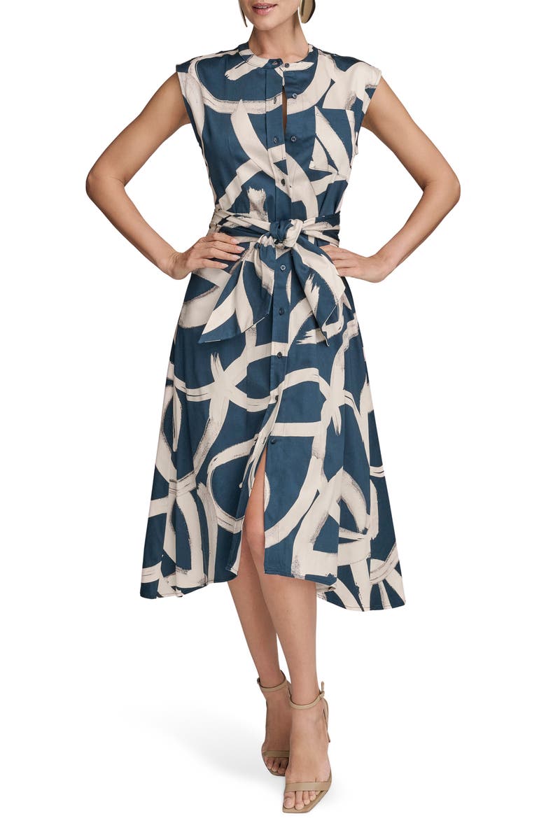 Donna Karan New York Abstract Print Stretch Cotton Shirtdress, Main, color, 