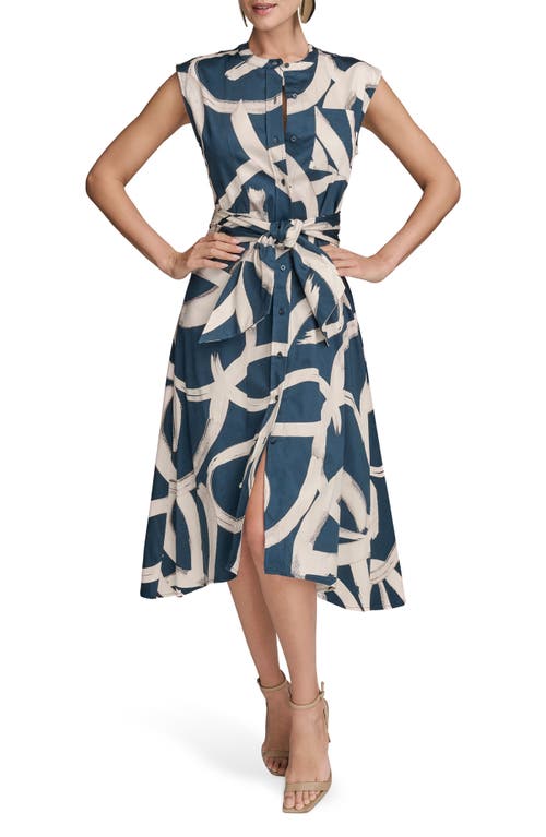 Donna Karan New York Abstract Print Stretch Cotton Shirtdress