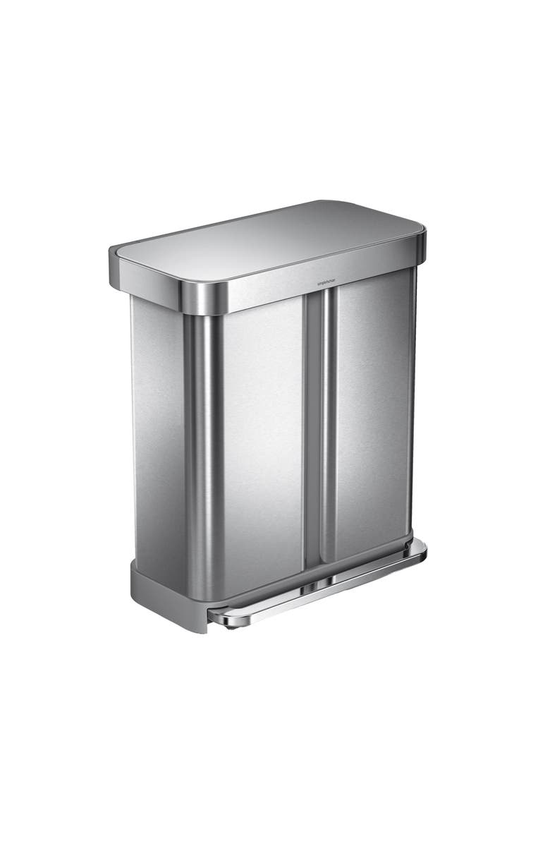 simplehuman 58L recycler rectangular step can, Main, color, Brushed