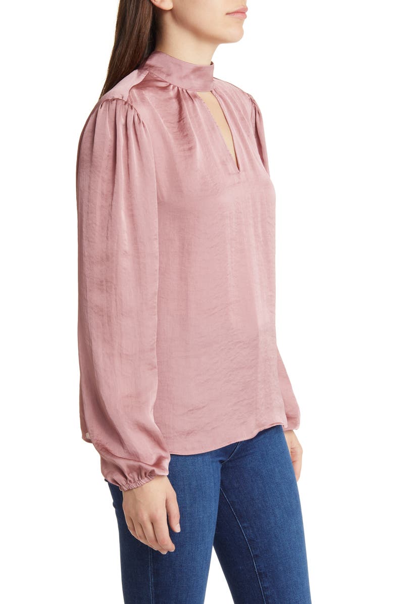 PAIGE Cerrita Keyhole Satin Blouse, Alternate, color, 