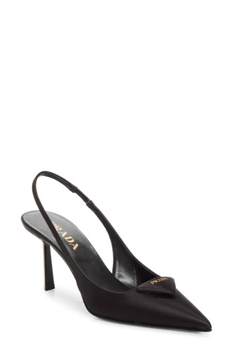 Satin Logo Slingback Pump