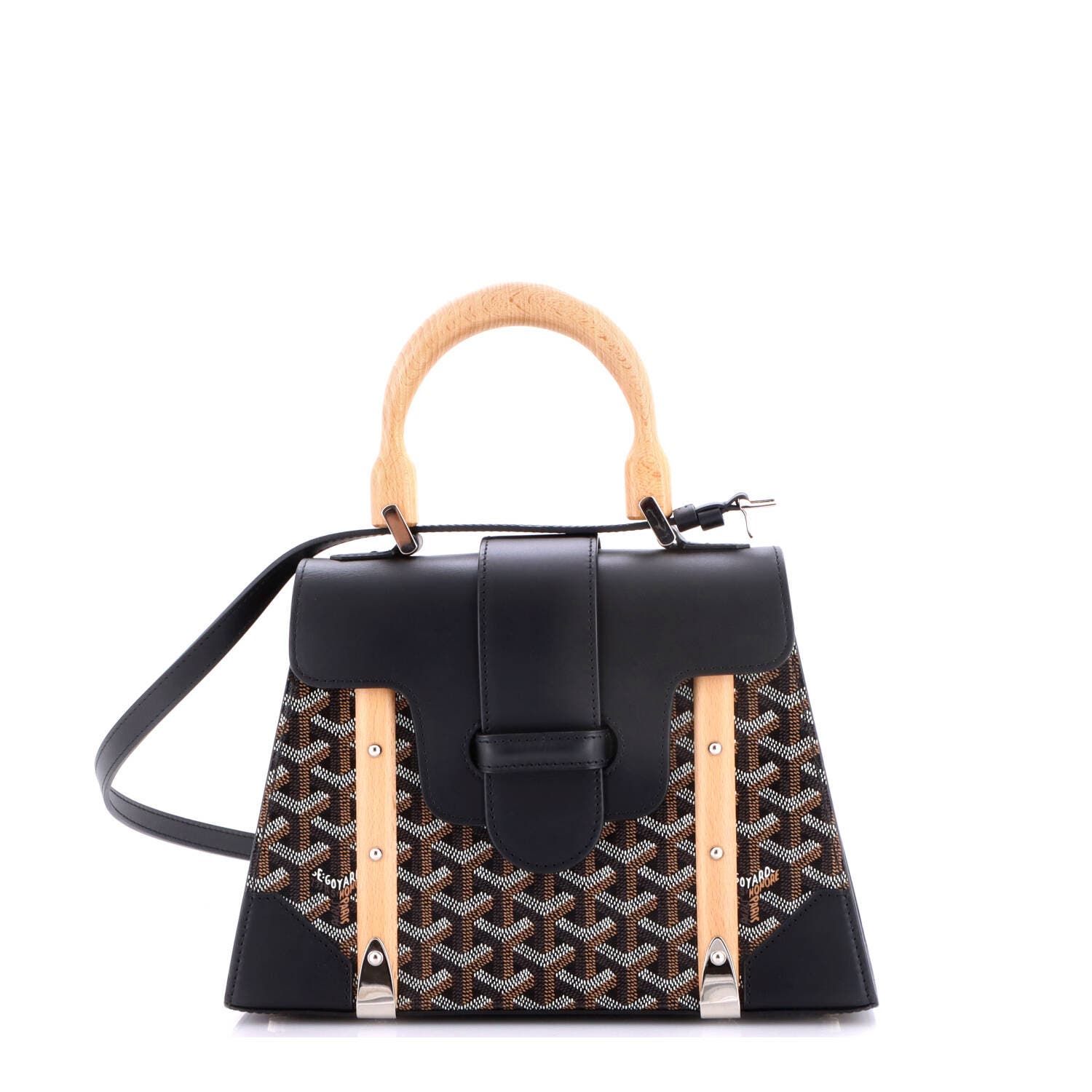 Saigon Top Handle Bag Coated Canvas with Leather PM, Main, color, Black