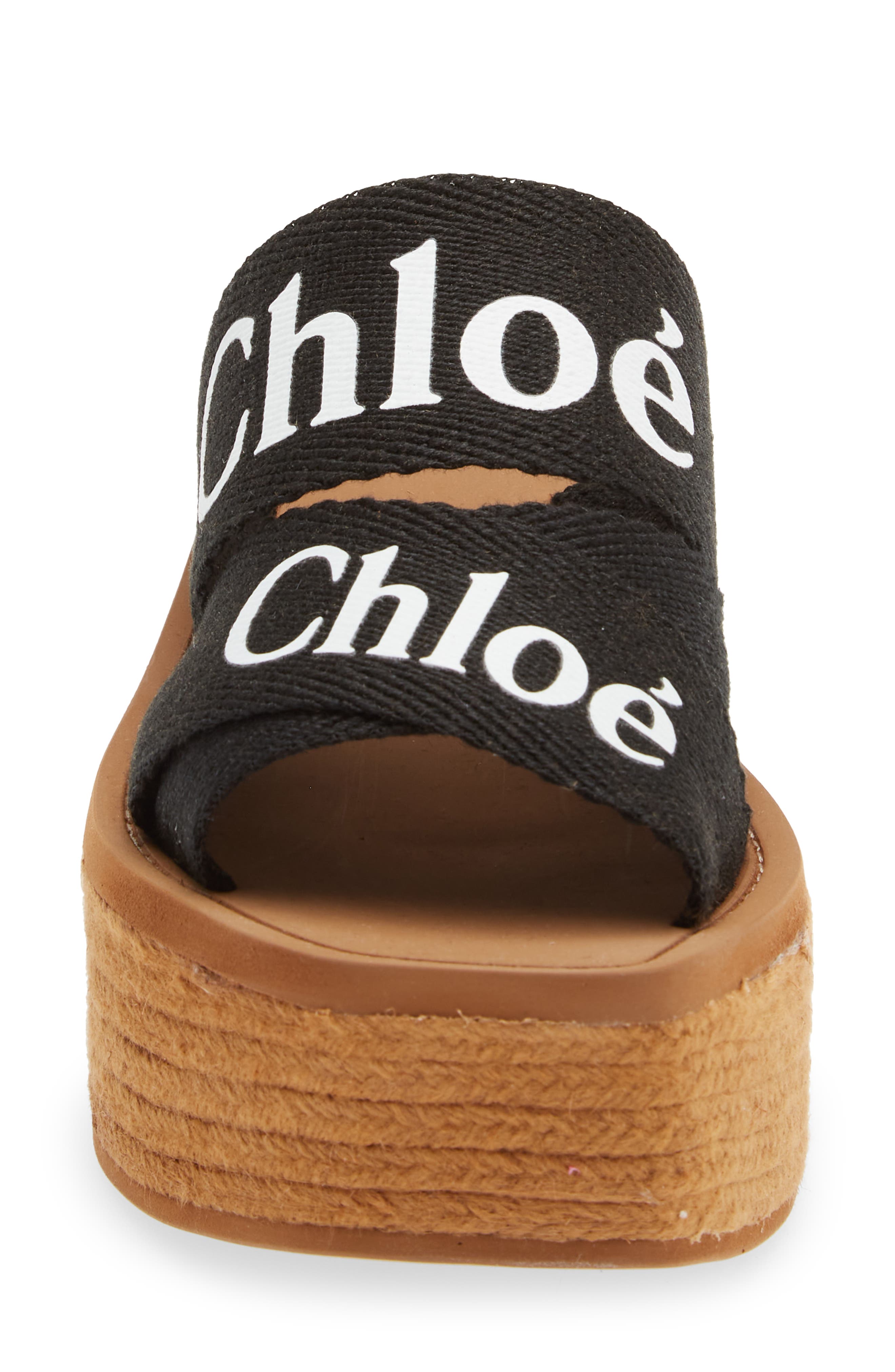 Chloé Woody Logo Espadrille Platform Slide Sandal, Alternate, color, 
