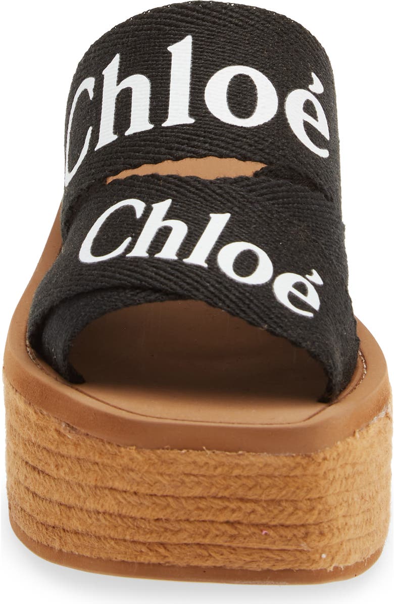 Chloé Woody Logo Espadrille Platform Slide Sandal, Alternate, color,