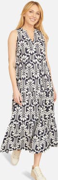 Yumi Retro Print Relaxed Midi Dress